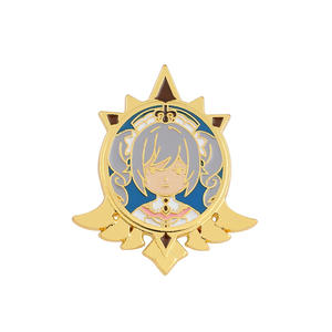 Wowei Anime dibujos animados Genshin impacto insignia Zhongli <span class=keywords><strong>Ganyu</strong></span> Rezaduk Metal broche escuela insignia pines - Product Image 6