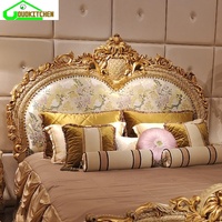 Lit Double en bois massif sculpté, confortable et de luxe, meuble de chambre à coucher, Villa et chambre principale, 1.8 mètres
