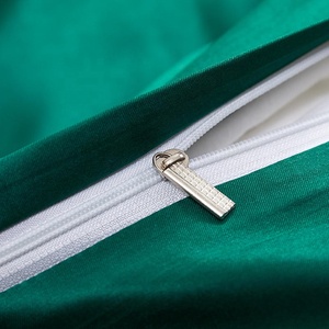 Parure de lit 4 pièces en satin de soie tissé, très grand lit, vert foncé, avec housse de couette et draps, haute qualité, toutes saisons, style européen - Product Image 2