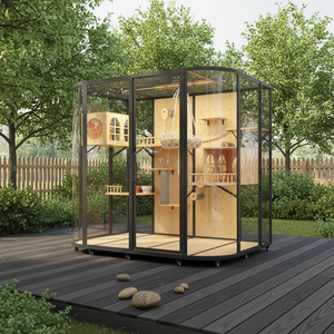 Villa de Lujo <span class=keywords><strong>para</strong></span> Gatos de Madera Maciza, Jaula Grande Preensamblada, Habitación Ventilada <span class=keywords><strong>para</strong></span> Gatos de Interior, Muebles Transpirables <span class=keywords><strong>para</strong></span> Mascotas, Venta al por Mayor Garantizada - Product Image 1