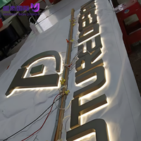 Enseigne lumineuse LED 3D personnalisée en métal avec lettres miroir pour réception d'entreprise, café, club, magasin, décoration