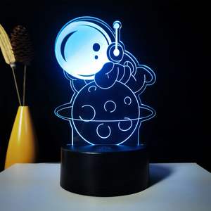 Recargable 3D Thinking Action Astronaut Night Light Touch Control Siete colores para escritorio adolescente - Product Image 4
