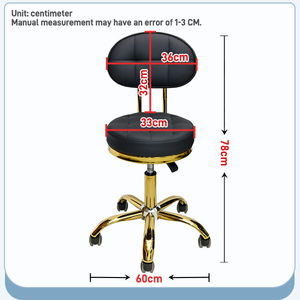 Tabourets de bar pivotants modernes et durables en cuir noir avec base dorée pour salon de coiffure, centre de beauté, salon, <span class=keywords><strong>studio</strong></span> - Product Image 3