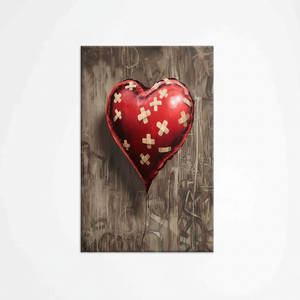 Lienzo Impreso: Corazón Rojo Vendado, Diseño Estilo Arte Callejero, Lienzo Enrollado - Product Image 2