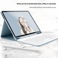 Étui clavier pour iPad en cuir PU, compatible avec les modèles iPad Pro 10,2 pouces et 12,9 pouces, et l'Étui Mini 11 pouces