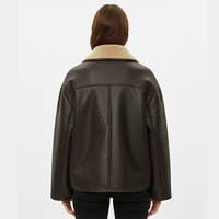 Veste réversible en cuir et polaire personnalisée pour l'hiver, doublure en fausse fourrure, veste double face pour femme