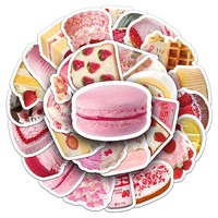 50pcs pas cher personnalisé bon prix vinyle autocollants étanche décoratif ordinateur portable INS dessin animé gâteau Dessert autocollants