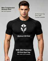 T-shirts de sport respirants pour hommes, coupe régulière, imprimés en 3D, en polyester et soie de lait, manches courtes, séchage rapide, vêtements de sport actifs