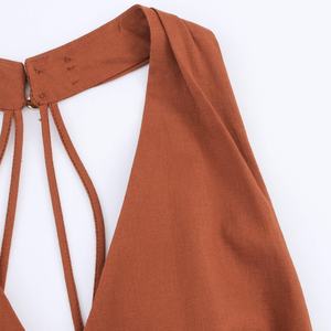 Vestido Largo Casual de Verano para Mujer, Transpirable, Color Marrón, Abertura Frontal, Espalda Descubierta, Estampado, Servicio OEM Disponible para Días de Club - Product Image 4