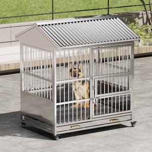 Vente en gros <span class=keywords><strong>de</strong></span> cages à chiens <span class=keywords><strong>de</strong></span> luxe très vendues, en acier inoxydable, durables, tubes carrés robustes, pliables, chenils pour chiens, cages à chiens robustes - Product Image 4