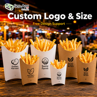 Boîte d'emballage pour frites jetables avec logo personnalisé, papier alimentaire résistant à la graisse pour la restauration rapide, les camions de nourriture, les kiosques