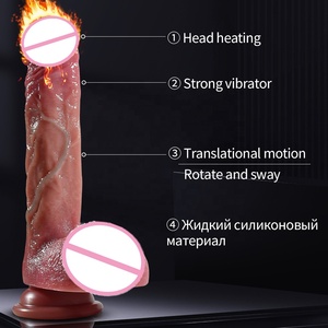 Consolador vibrador telescópico realista, pene Real grande, Control remoto, calefacción, consolador de empuje, Juguetes sexuales, masturbador femenino