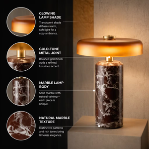 Lámpara de Mesa Moderna de Diseño Italiano con Base de Mármol y Pantalla Metálica, Decorativa para Sala de Estar, Dormitorio, Hotel, Oficina, Lámpara de Escritorio de Lujo para Mesa de Noche - Product Image 4