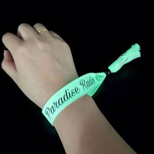 Factory Wholesale Short <b>Lanyard</b> Custom logo Fabric Glow in Dark Wristband - Product Image 6