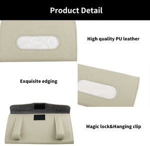 Anjuny - Organizador de Pañuelos para Coche de Cuero PU de Primera Calidad, Estilo Clásico Moderno, Portátil, Duradero, Negro/Beige, para el Hogar, Hoteles y Restaurantes - Product Image 6
