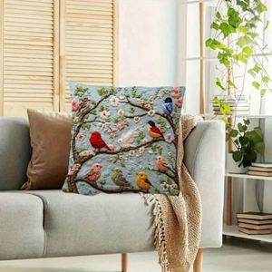 ปลอกหมอนตกแต่งผ้าโพลีเอสเตอร์แบบปิดซิปลายนกปักด้วยแรงบันดาลใจสไตล์ทันสมัย - Product Image 4