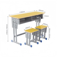 Meubles de classe contemporains, taille personnalisée, table d'étudiant ignifuge à hauteur réglable, ensemble bureau et chaise en contreplaqué pour l'école