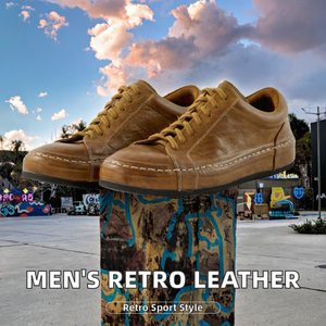 Men's Retro Sporty Genuine Leather Lining Winter Lightweight Casual Outdoor Sneakers Rubber Outsole Breathable for Walking - Product Image 2