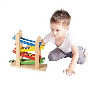 Ensemble de construction de piste de course rectangulaire en bois au design moderne pour tout-petits, léger, écologique, fait main, imperméable - Product Image 1