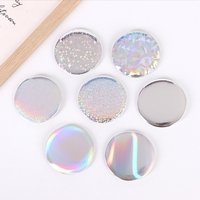 Diskon besar lencana bentuk khusus tombol timah kilat Laser lencana grosir tombol logam hologram Glitter