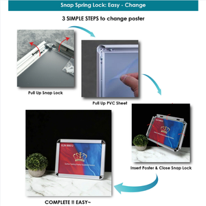 Cadre à clipser en aluminium résistant à la corrosion, 32 mm, coins arrondis, avec panneau arrière ignifuge, <span class=keywords><strong>fixation</strong></span> murale pour usage commercial intérieur - Product Image 6
