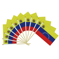 2024 Venta caliente de fábrica Venezuela poste de madera bandera ondeada a mano para vacaciones generales