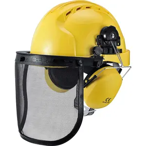 Hot selling industrial construction safety helmet hard hat set with Face Shield Black Mesh Visor and Adjustable Earmuffs