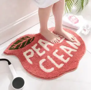 New design custom machine made pretty Lemon Peach shape polyester shower bathroom floor mat