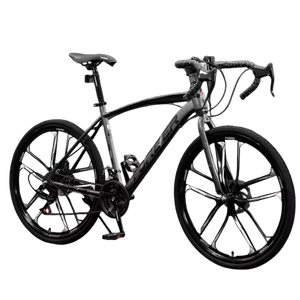 Vélo de route en acier à haute teneur en <span class=keywords><strong>carbone</strong></span>, vélo de course, frein à disque double, <span class=keywords><strong>fourche</strong></span> à ressort, guidon incurvé/plat pour hommes et femmes, adulte - Product Image 2