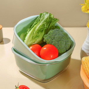 Double Layer Vegetable Washing Basin Drain <b>Basket</b> Plastic Kitchen Fruit Plate For Rinsing Vegetables And Draining - Product Image 4