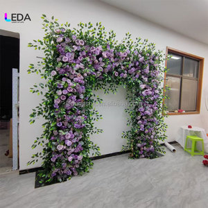 Arche florale rectangulaire LEDA faite à la main, motif naturel, roses violettes, toile de fond de mariage pour allée extérieure, décoration de la Saint-Valentin - Product Image 5