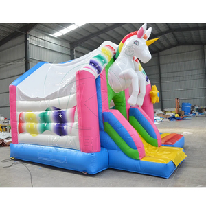 Château gonflable commercial en PVC pour enfants avec toboggan, combo château gonflable arc-en-ciel, maison de rebond à vendre - Product Image 3