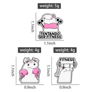 मजेदार गुलाबी फ्लोर्क फिटनेस ब्रोच एनमेल पिन कार्टून टेंपो रे फिटनेस डिजाइन ब्रोच बैग लेपल बैज गहने थोक - Product Image 6
