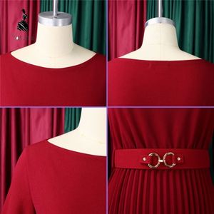 Robe de travail élégante pour femmes, col rond, manches trois quarts, plissée, style africain, été - Product Image 5