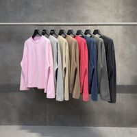 T-shirt Américain Rétro à Manches Longues Coupe Boxy Effet Délavé 275G Couleur Unie Épaules Tombantes Ample Décontracté Unisexe Basique Streetwear