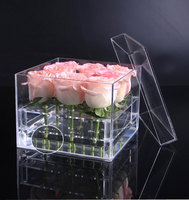 Boîte à fleurs en acrylique clair, 9 trous, transparente, coffret avec couvercle, pour la saint valentin, cadeau pour mère et femme, vente en gros,