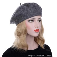 Béret en laine femme automne et hiver britannique Vintage all-match automne bonbon peintre octogonal Belle chapeau