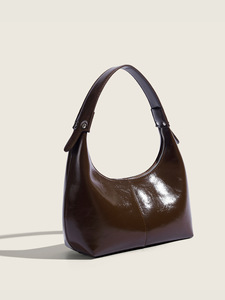 Sac à main vintage français de niche, bandoulière unique, fermeture éclair, effet texturé brillant huilé, pour printemps-été, couleur bonbon - Product Image 3