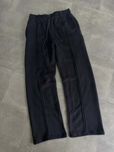 Pantalon de survêtement pour homme en molleton de coton de haute qualité, coupe large, avec plis décoratifs, passants de ceinture, taille élastique et cordon de serrage, vente en gros personnalisée - Product Image 3