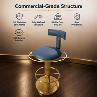 Tabouret de bar en acier inoxydable de style luxueux à rotation à 360 degrés pour hôtel et restaurant