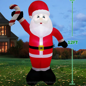 Giant 12FT Santa Holding <b>Candy</b> Christmas LED Inflatable Waterproof Light Outdoor Yard Holiday Decor for Garden Hotel Mall Party - Product Image 2