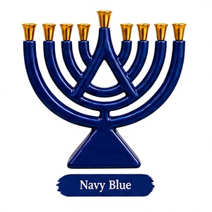 Wholesale Religious Menorah Resin and Metal <b>Candle</b> Stand for Hanukkah Gift Shops and for Tabletop Display <b>Candle</b> <b>Set</b> - Product Image 1