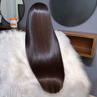 Perruque en cheveux humains lisses de 30 pouces, perruque Lace Front en cheveux vierges bruts avec cuticules alignées, pour cheveux noirs naturels