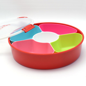 Bomo Five Compartment <b>Snack</b> <b>Box</b> Red 1-3L Eco Friendly Storage Container For Nuts And Candies - Product Image 4