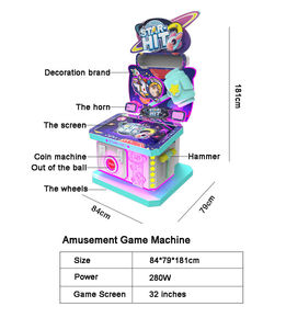 Máquina de Juego de Golpear con Monedas, Juego de Arcade para Medir la Fuerza de Golpeo con Canje de Boletos para Niños - Product Image 3