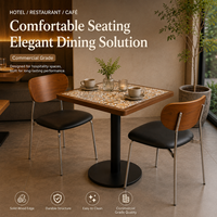 Ensemble de table à manger ronde avec plateau en carrelage, chaises à dossier en bois, base en métal, meubles modernes pour restaurant, café, hôtel