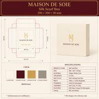 Boîte à courrier rigide personnalisée en ivoire avec logo floral en feuille d'or pour l'emballage de foulards en soie