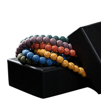Diffuseur d'huiles essentielles en pierre de lave colorée, perles rondes de 8 mm pour la fabrication de bijoux, 15 pouces