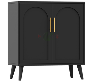 Credenza Nera da 15,7 Pollici con Armadietto, Ripiano Regolabile e Gambe in Legno, Buffet Moderno per Cucina e Soggiorno - Product Image 1