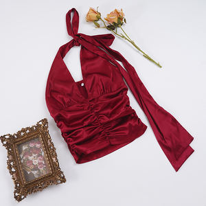 Elegantes Tops de Tirantes de Satén con Cuello en V y Detalle Plisado en la Espalda, Ajustados, Ecológicos, Transpirables e Informales - Product Image 6